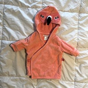 Pottery Barn Kids Flamingo Baby Critter Hooded Robe Size 6-12 Months